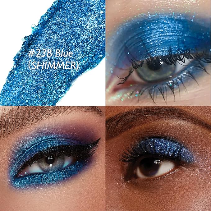 Blue Eyeshadow, Shimmer Glitter Cream Eye Shadow Stick Waterproof Long Lasting Neutral Smoky Eyeshadow Pencil Highlighter Makeup High Pigmented Blendable Eyeliner Pen for Women