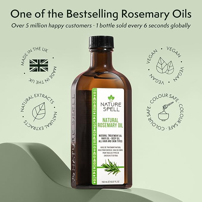 Nature Spell Rosemary Oil For Hair Growth With Root Comb Applicator, Pre-Diluted Hair & Scalp Oil Nourishes Dry, Damaged Hair, For Women & Men, 5.07 Fl Oz