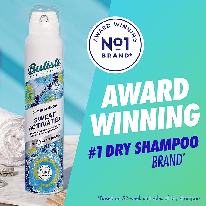 Batiste Dry Shampoo, Sweat Activated with Sweat Absorbing Technology, 5.71 OZ