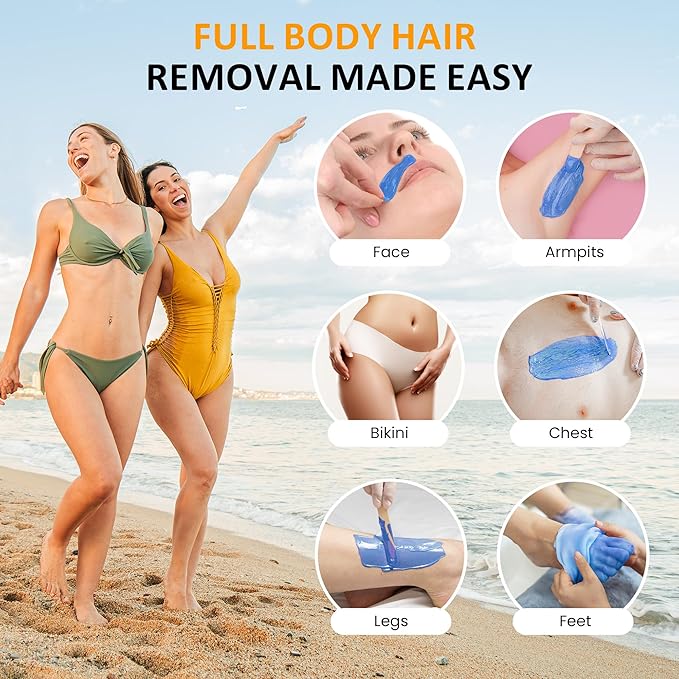 2.5lb Wax Beans for Hair Removal, Hard Wax Beads, Waxing Beads for Sensitive Skin, Hair Removal Kit for Women Men Full Body, Facial, Brazilian, Bikini, Legs, Chest