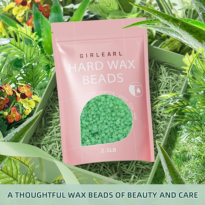 2.5lb Wax Beads for Hair Removal, Brazilian Bikini Waxing for Women Men, Hard Wax beads Perfect for Sensitive Skin Full Body Eyebrow, Legs, Face at Home Waxing Beads for Coarse Hair (Aloe)