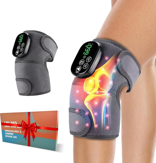 Red Light Therapy Knee Wrap with 660nm Red & 850nm Infrared Light, Electric Heating Pad for Knee Pain Relief, Cordless Rechargeable Heat Therapy Wrap for Joint, Shoulder, Muscle Pain