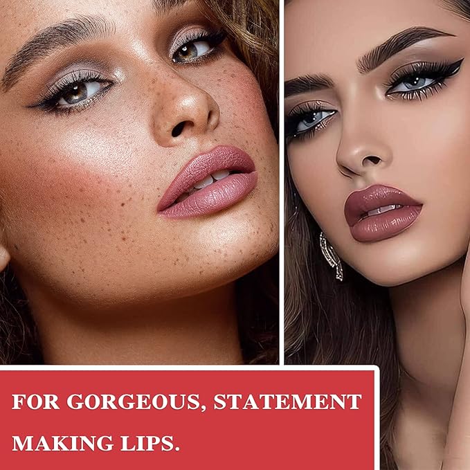 Matte Nude Lipstick,Paper Tube Lipsticks for Women,Bold & Intense Colors,Non-Stick Cup Not Fade Silky Smooth Velvet Lipgloss Set Lip Stick Matte Lipstick Lip Makeup Gifts(Pink)