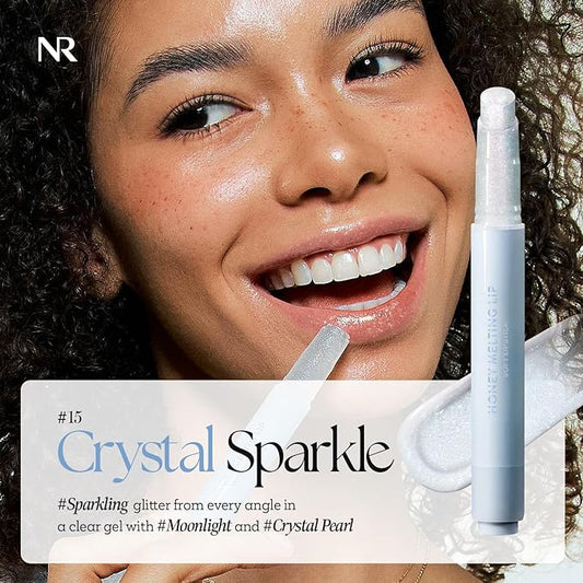 Nature Republic HONEY MELTING LIP GLITTER & PLUMPING (15 CRYSTAL SPARKLE) SOFT LIP STICK Hydrating&Moisturizing clear Gloss,Volumizing formula & Sheer tint, Shine Glimmer Finish, Stocking Stuffers