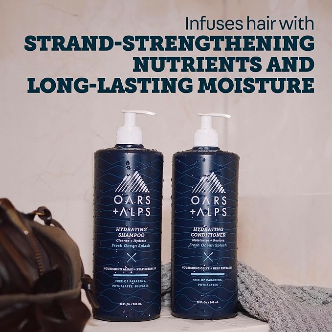 Oars + Alps Men's Sulfate Free Conditioner, Infused with Kelp and Algae Extracts, Fresh Ocean Splash, 32 Fl Oz