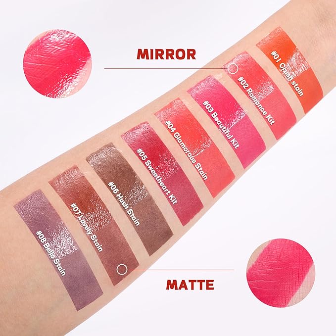 Liquid Lipstick with Clear Lip oil, Dual-Ended Peel-Off Lip Gloss, Long-Lasting Water-proof Lip Gloss (Peach)