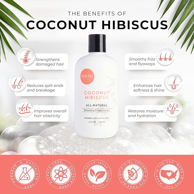 Naturals Conditioner – Coconut Hibiscus, Strengthening & Hydrating for Dry or Damaged Hair, Lightweight & Nourishing, Vegan & Color-Safe, 12 oz