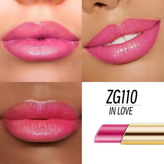 Hot Pink Lipstick Moisturizing for Women Shimmer Tinted Lip Balm Hydrating Nourishing Lip Gloss Vegan& Cruelty Free Lip Makeup, ZG110 In Love