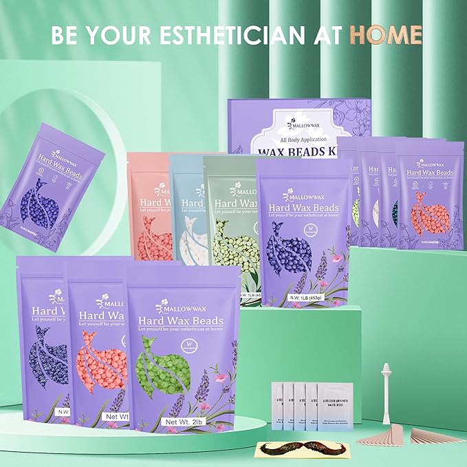 2LB Aloe Hard Wax Beads, Hair Removal Wax for Full Body, Eyebrow, Legs, Bikini Brazilian Waxing - Perfect for Coarse and Fine Hair