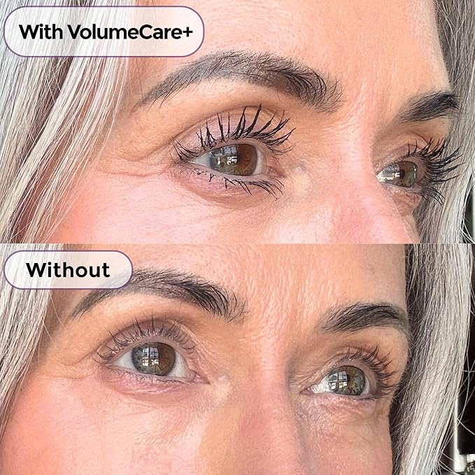 Rumi Cosmetiques VolumeCare+ Mascara For Mature Women - Extreme Length and Volume 2-in-1 Formula - No Clumps or Flaking, Long-Wearing, Hypoallergenic Mascara For Sensitive Eyes (Dark Brown)