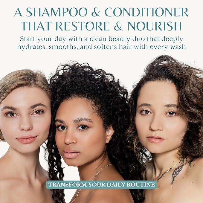 Argan Oil Shampoo and Conditioner Set with Biotin, Repairs Dry & Damaged Hair, Deeply Hydrating & Nourishing, Women & Men, Sulfate-Free, Organic, 16 fl oz Each