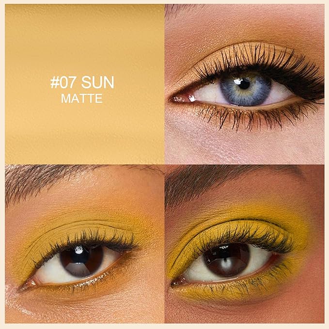 Erinde Waterproof Cream Eyeshadow Stick, Mustard Yellow Matte Eye Shadow Sticks, Cream to Powder Eyeshadow Crayon, Buildable & Blendable Long-Lasting Eye Shadow Stick, Vegan & Cruelty-Free, 07