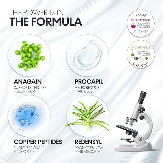 Peptide & Stem Cell Hair Growth Serum, AM & PM Bundle – Formula with Apple Stem Cells for Thicker, Stronger Hair – Stem Cell Scalp Serum for Hair Growth and Nourishment for Men & Women