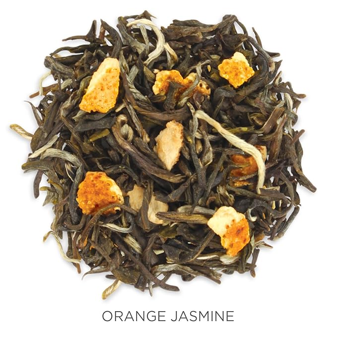 Tea Forte Orange Jasmine Premium Organic Loose Leaf Caffeinated Green Tea Blend Canister, Makes 35-50 Cups