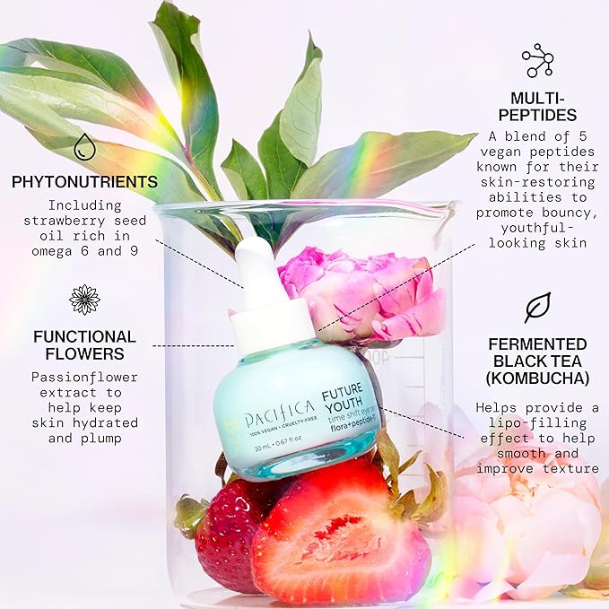 Pacifica Future Youth Time Shift Eye Serum – Peptide Eye Serum for Fine Lines & Dark Circles, Lifting & Firming Under Eye Treatment w/Flora + Peptide-11, Unscented Hydrating Gel for All Skin Types