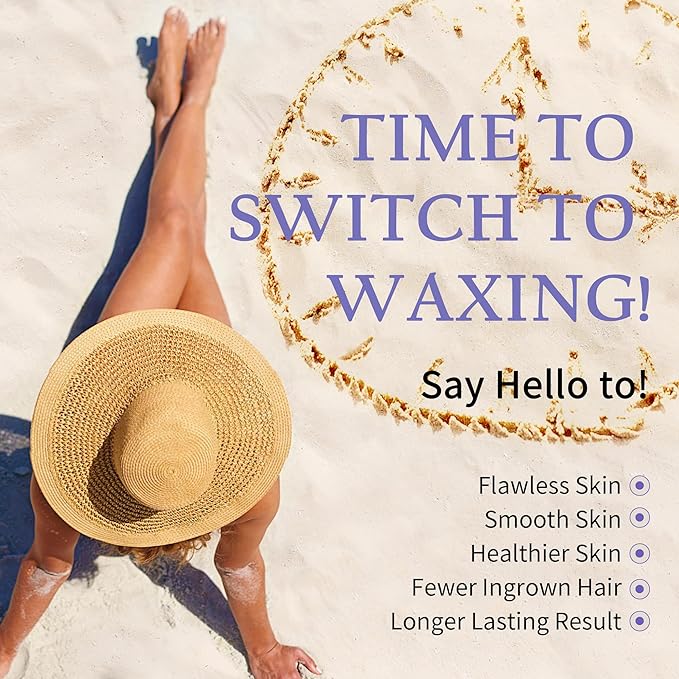 Maxpearl 2.5LB Hard Wax Beads for Hair Removal, Natural Lavender Formula - Brazilian Waxing, Sensitive Skin, Face, Underarms, Legs, Back, Chest and More, with 20 Wax Sticks, Purple