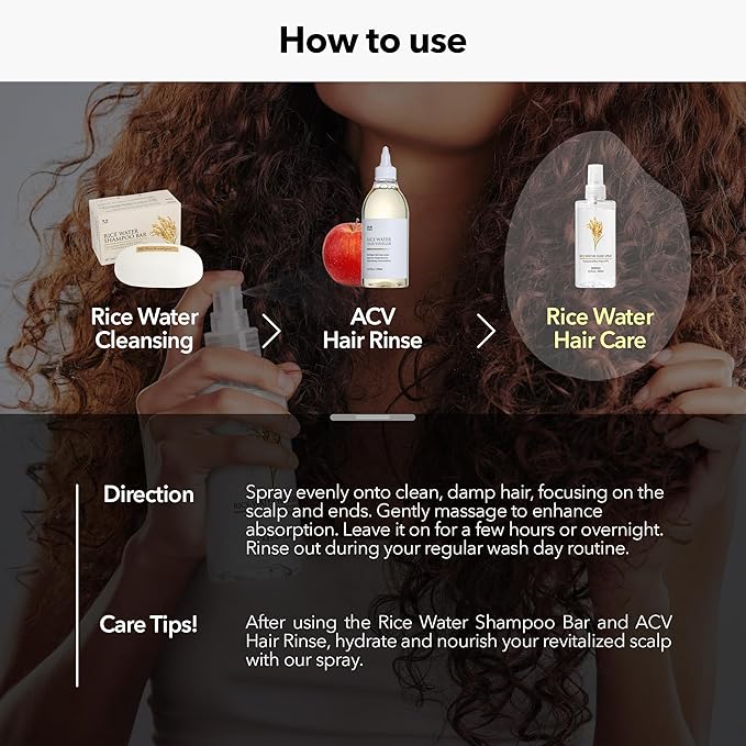 mimosu 97% Rice Water Hair Growth Spray - Fermented Rice Water & Biotin Serum, PHA Toner, Korean hair care Formula, 6.8fl.oz