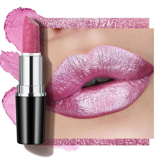 Glitter Bright Pink Lipstick,High Impact Lipcolor,Lightweight Hydrating Formula Smooth and Non-Sticky,Metallic Lipstick For Women,Full-Coverage Lip Color (15 VELOCITY,4g)