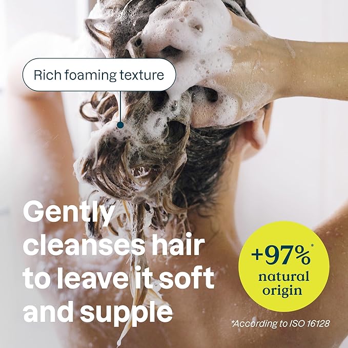 ATTITUDE Hair Shampoo for Sensitive Dry Scalp, EWG Verified, Soothing Oat, For Thin Hair, Naturally Derived Ingredients, Vegan and Plant-Based, Volume and Shine, Chamomile, 16 Fl Oz