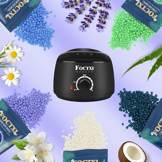 Premium Waxing Kit for Women, Wax Warmer Hair Removal at Home with Beads & Silicone Pot, Hard Wax Warmer for Face, Legs, and Body, Machine, 5 Pack Beads, Accessories, Black