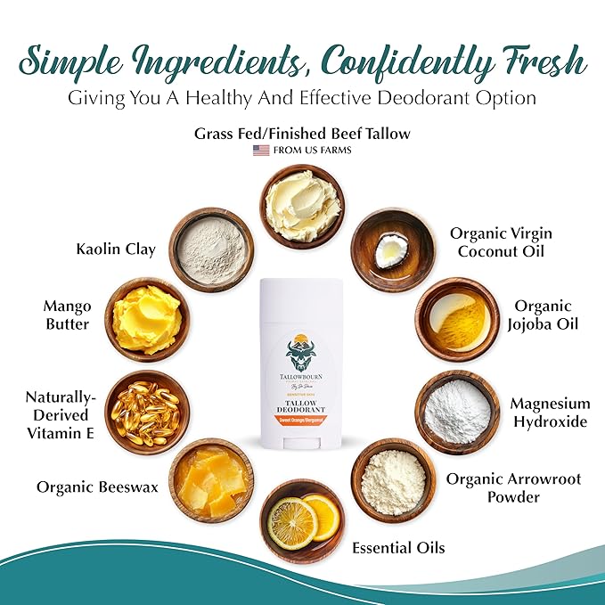 Sensitive Skin Natural Deodorant | Aluminum & Baking Soda Free | Men and Women | Fresh & Clean | All Day Dryness | Reduces Sweat and Odor (Sweet Orange & Bergamot) - 3 oz