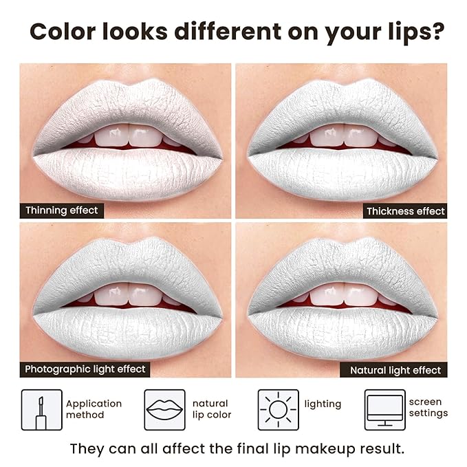 Pearl White Liquid Lipstick - Long Lasting, Smudge Proof, Transfer Resistant Lip Color, Waterproof, Non-Transfer Formula (Infinite Illusion)