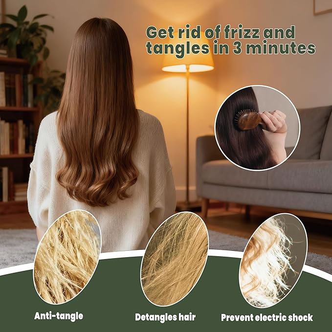 4 in 1 Gua Sha Tool & Hair Detangler Brush Set, Christmas Gifts for Women, Guasha Massager Tool for Face & Body, Eyes Care, Lymphatic Drainage, jawline Shaper, Wooden Scalp Neck Massager