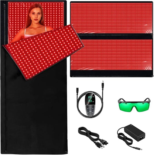 Red Light Therapy for Body, Red Light Therapy Pad 2560 LEDs Red Light Therapy Mat 660nm Red Light-Therapy& 850nm Infrared Light Device for Face and Body Large Blanket for Pain Relief Skin Health