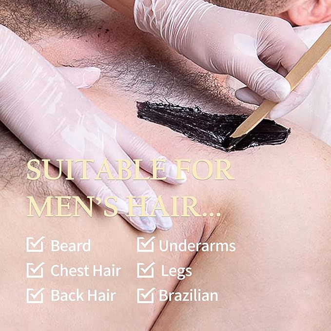 Maxpearl 2.5LB Hard Wax Beads for Hair Removal, Men’s Coarse Hair Formula - Brazilian Waxing, Sensitive Skin, Face, Underarms, Legs, Back, Chest and More, with 20 Wax Sticks, Black