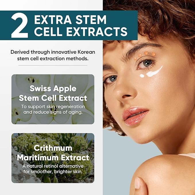 Elvira Dual Eye Cream for Dark Circles, Puffiness, Eye Bags, Wrinkles, Age-Defying, Tightening, and Moisturizing with Advanced Retinol, Five-Peptide Complex, and Stem Cell Extracts – 0.68 OZ