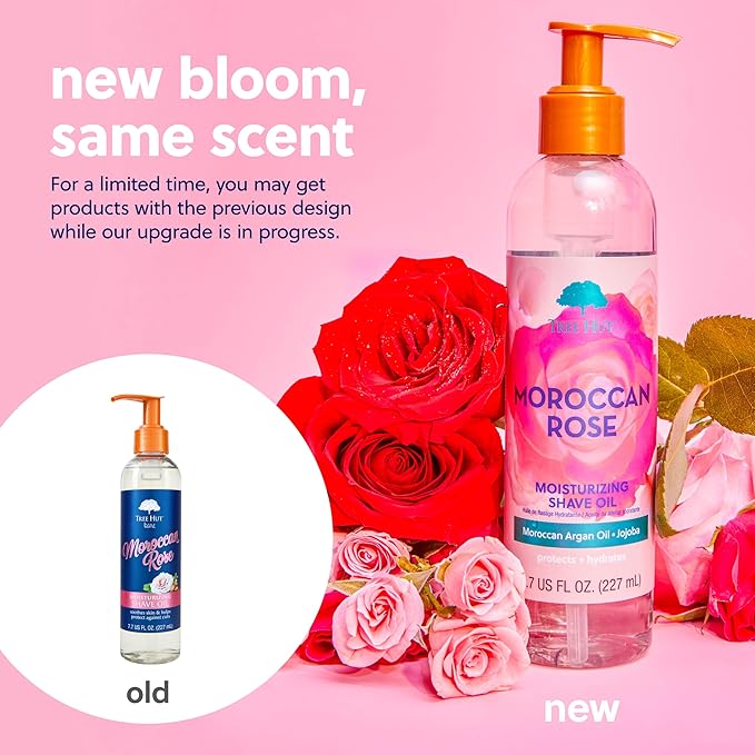 Tree Hut Moroccan Rose Moisturizing Shave Oil, Hydrating Gel-to-Oil Formula for a Smooth Shave, For All Skin Types, Holiday Gift & Stocking Stuffer, 7.7 fl oz