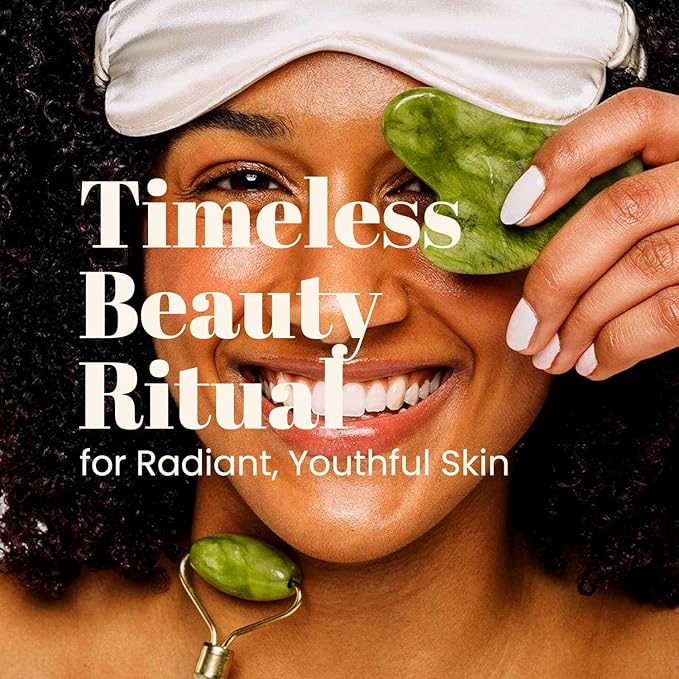 ROSELYNBOUTIQUE Gua Sha Facial Tools & Jade Roller Original Face Massager for Puffiness Wrinkless Skin Care Routine - Self Care Gift for Men Women