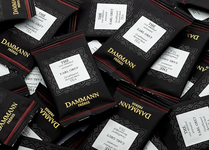 Dammann Freres Satchets, Decaf Earl Grey Tea Bags, Premium Gourmet French Black Tea, Individually Wrapped, 24 Count (Single Pack)