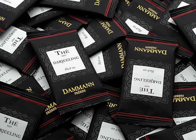 Dammann Freres Satchets, Darjeeling Tea Bags, Premium French Gourmet Black Tea, Individually Wrapped, 24 Count (Single Pack)