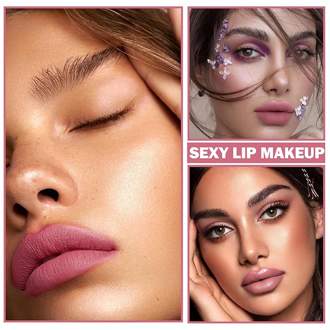 Matte Nude Lipstick Silky Velvet Lip Gloss Nude Lip Stain Paper Tube Lipsticks Non-Stick Cup, Waterproof Long Lasting Matte Lipstick for Women Daily Professional Lip Makeup-03 Pink