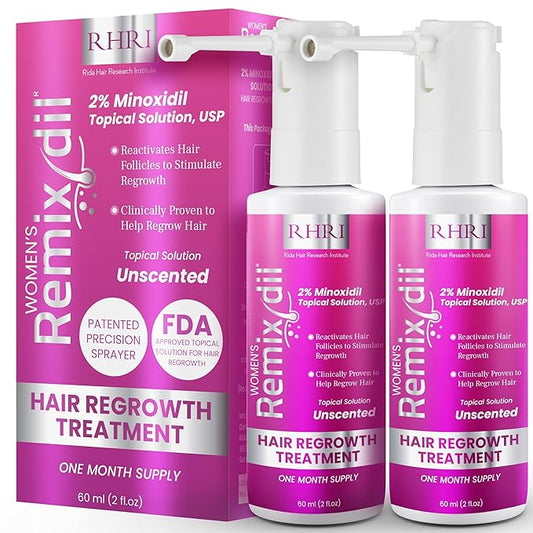 2% Minoxidil for Women Hair Regrowth Spray– Minoxidil Thicker & Fuller Topical Solution for Hair Loss Treatment, Follicle Reactivation - 60 ml (Pack of 2)