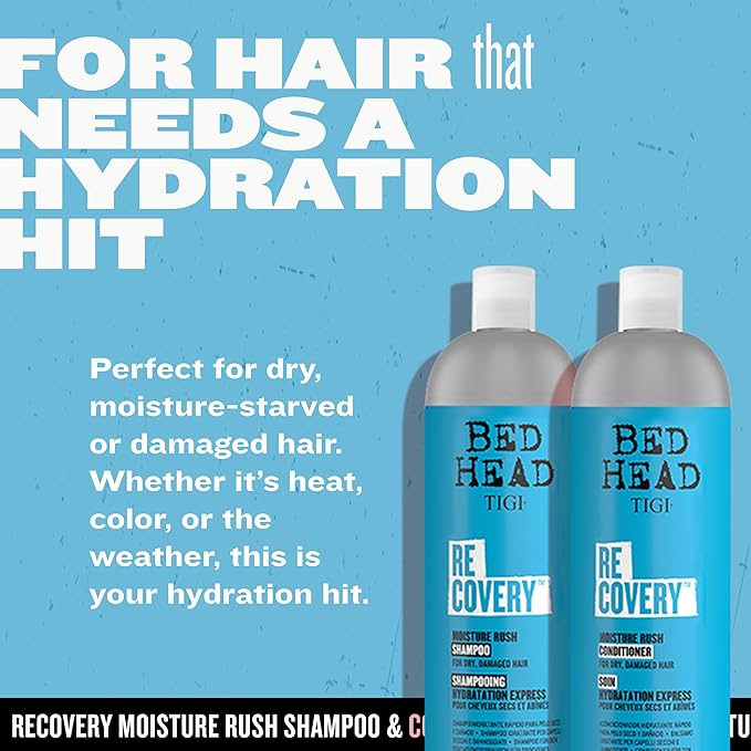 Bed Head by TIGI Recovery Shampoo and Conditioner Set for Dry, Damaged Hair, 25.36 fl oz, 2 Count