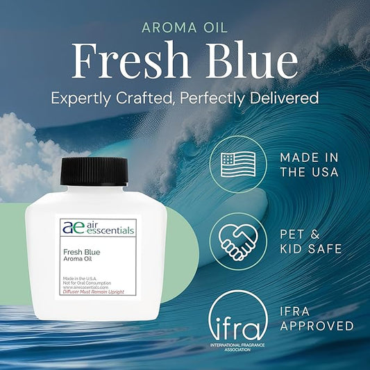 Fresh Blue Aroma Oil, Essential Oils Blend for Diffusers & Scent Machines, Mandarin, Ozone, and Cardamom Blend, Aromatherapy, Cold Air Diffuser Compatible, 100 mL