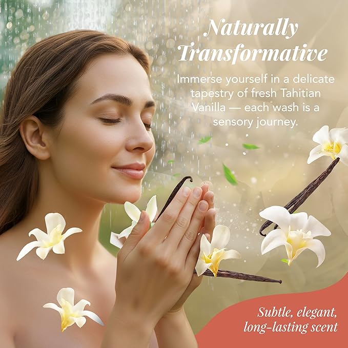 Saavy Naturals Body Wash Tahitian Vanilla Plant-Based Ingredients| Made In USA | Sensitive Skin Body Wash, l Organic & Vegan Formula With Coconut Oil, Shea Butter, And Aloe Vera - 8.5 Fl Oz, 2 Pack