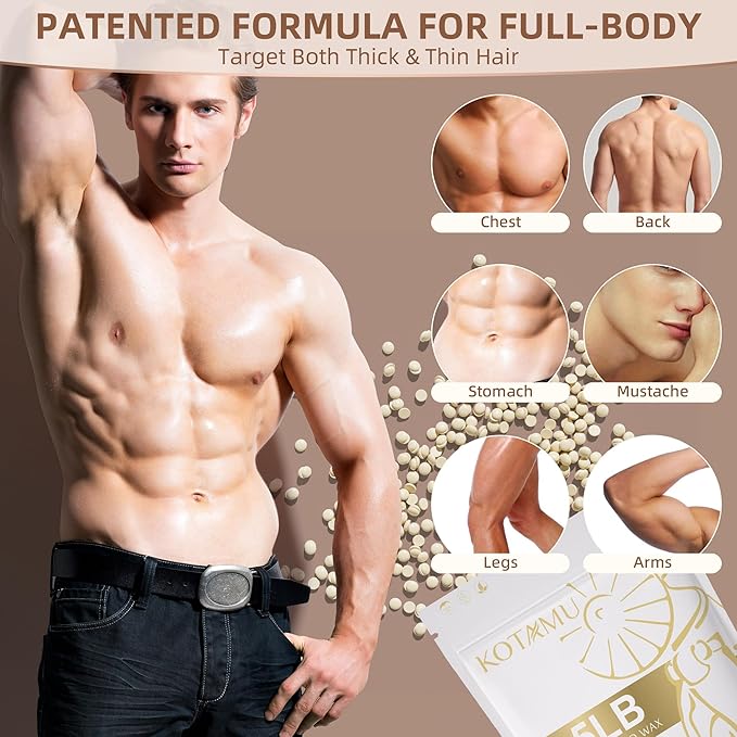 KOTAMU Hard Wax Beads for Women & Men Hair Removal, Cream Wax Beans for Full Body Sensitive Skin Chest Back Leg Facial Bikini Brazilian Waxing, 2.5lb Refill Waxing Beads Target Thick & Thin Hair