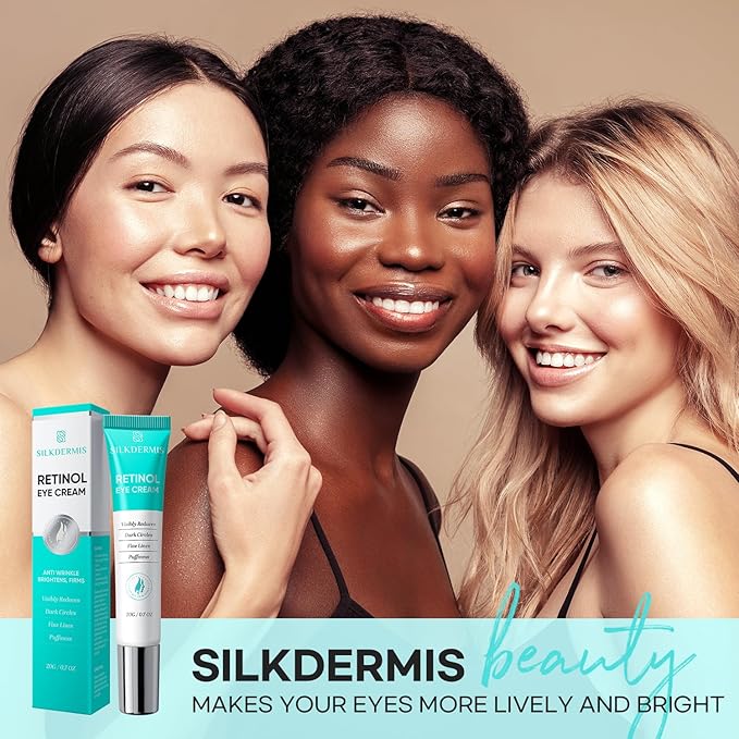 SLIKDERMIS Retinol Eye Cream for Dark Circles: Under Eye Cream for Wrinkles, Anti Aging - Eye Care, Advanced Formula Night Cream (30ml)
