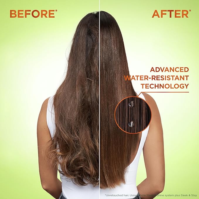 Garnier Fructis Sleek & Shine Shampoo, Conditioner + Leave-In Conditioner Set for Frizzy, Dry Hair, Plant Keratin + Argan Oil (3 Items), 1 Kit (Packaging May Vary)