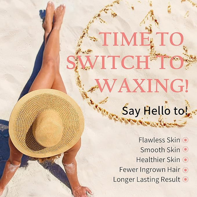 Maxpearl 2.5LB Hard Wax Beads for Hair Removal, Natural Rose Formula - Brazilian Waxing, Sensitive Skin, Face, Underarms, Legs, Back, Chest and More, with 20 Wax Sticks, Pink