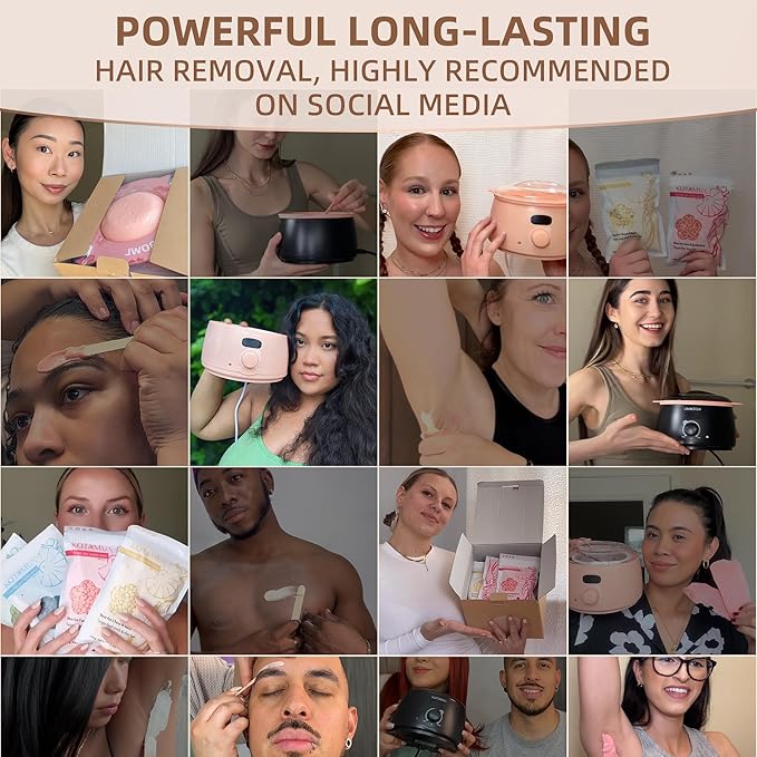 KOTAMU Waxing Beads Unscented Hard Wax Beads for Women& Men Full Body Thick &Thin Hair Removal, 1lb Pack Organic Wax Beans for Sensitive Skin Face Eyebrows Armpit Legs Bikini Brazilian Home Waxing