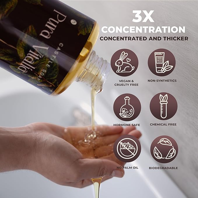 Peppermint Organic Castile Soap | Body Wash & Cleanser for Face & Hands | Biodegradable, Eco-Friendly, Palm Oil Free, Vegan & Gentle | Made with 6 Natural Ingredients - 32 oz