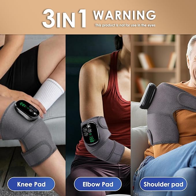 Red Light Therapy Knee Wrap with 660nm Red & 850nm Infrared Light, Electric Heating Pad for Knee Pain Relief, Cordless Rechargeable Heat Therapy Wrap for Joint, Shoulder, Muscle Pain