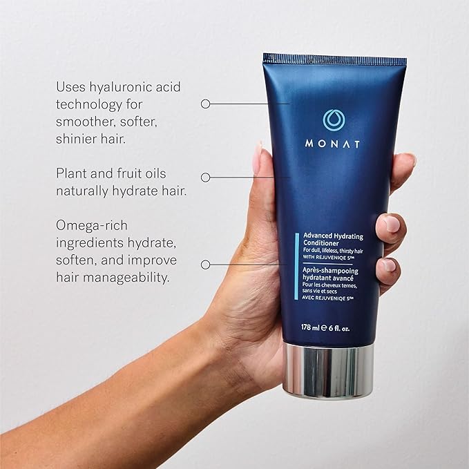 MONAT Advanced Hydration Shampoo and Conditioner Set Infused with REJUVENIQE For Dry Fine to Medium Hair - Moisturizes & Strengths - Sulfate-Free, Paraben-Free, Frizz-Reducing - 8 fl. oz. & 6 fl. oz.