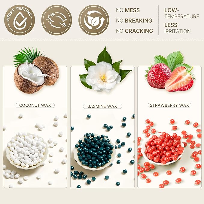 Lifestance Wax Beads Set, 4 Kinds of Waxing Beads, Hard Wax Beans with 44 Items, Perfect for Any Waxing Warmers for Hair Removal for Brazilian Bikini, Face, Armpit