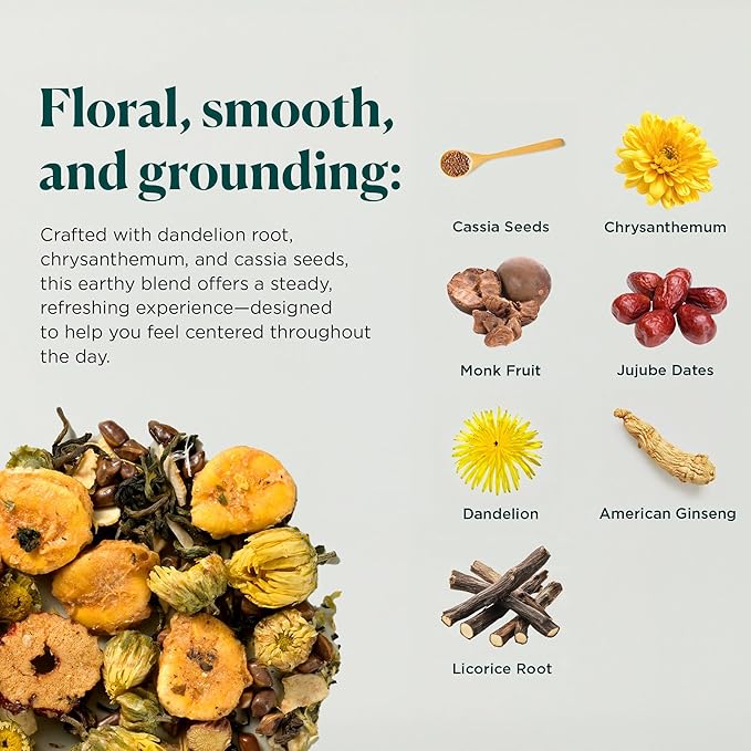 Tea Facto Liver It Up* Dandelion Tea Bags with Cassia Seeds, Ginseng, Licorice Roots, Red Date - Natural Ingredients, Zero Added Sugar, Zero Caffeine - 10 Count