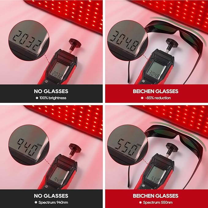 Red Light Therapy Glasses, Tanning Bed Goggles for Eye Protection(600nm-1000nm)